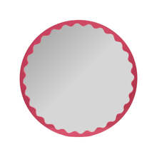 Santosh Round Glossy Hot Pink Scalloped Mirror