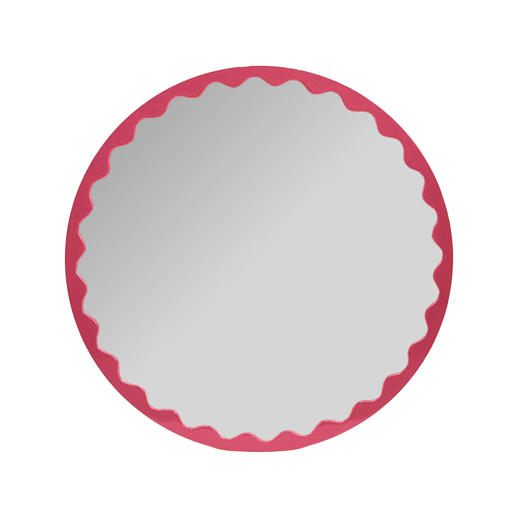  Mirrors Mirrors Santosh Round Glossy Hot Pink Scalloped Mirror