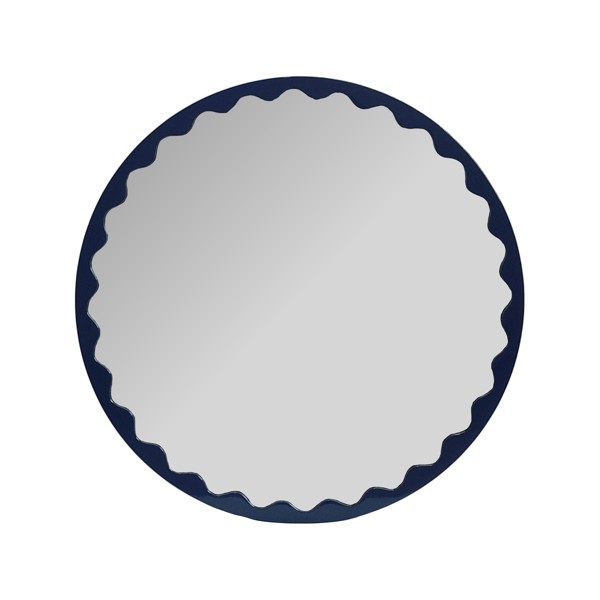 Vinyl Wall Covering Mirrors Mirrors Santosh Round Glossy Navy Scalloped Mirror