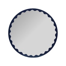 Santosh Round Glossy Navy Scalloped Mirror