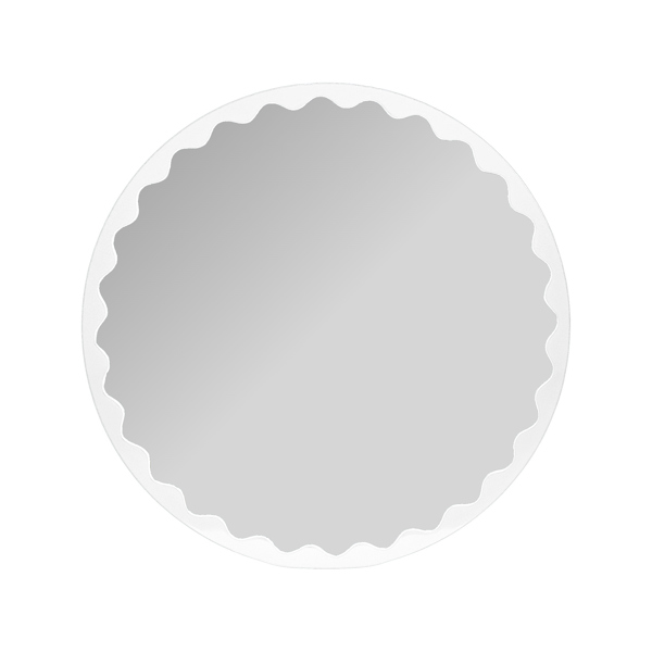 Vinyl Wall Covering Mirrors Mirrors Santosh Round Glossy White Scalloped Mirror