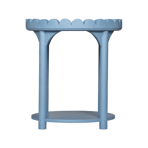 Vinyl Wall Covering Accent Furniture Accent Furniture Scalloped Round Side Table Light Blue