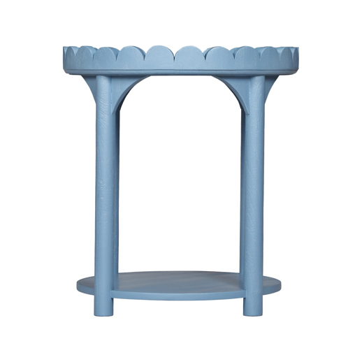  Accent Furniture Accent Furniture Scalloped Round Side Table Light Blue