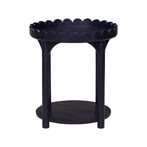  Accent Furniture Accent Furniture Scalloped Round Side Table Navy Blue