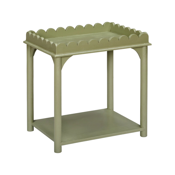 Vinyl Wall Covering Accent Furniture Accent Furniture Scalloped Rectangle Side Table Green
