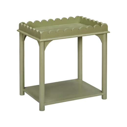  Accent Furniture Accent Furniture Scalloped Rectangle Side Table Green