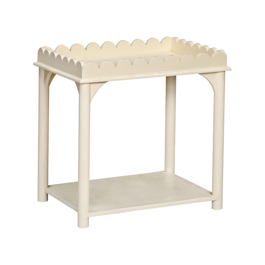  Accent Furniture Accent Furniture Scalloped Rectangle Side Table White