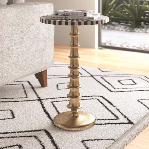  Accent Furniture Accent Furniture Antique Brass with Bone Top Martini Table
