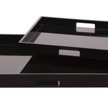 Black Lacquer Square Wood Tray Set