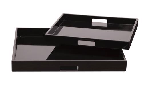  Accessories Accessories Black Lacquer Square Wood Tray Set