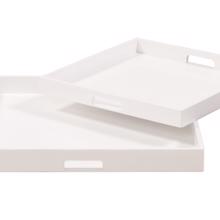 White Lacquer Square Wood Tray Set