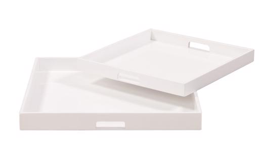  Accessories Accessories White Lacquer Square Wood Tray Set