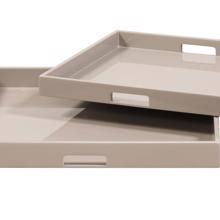Taupe Lacquer Square Wood Tray Set