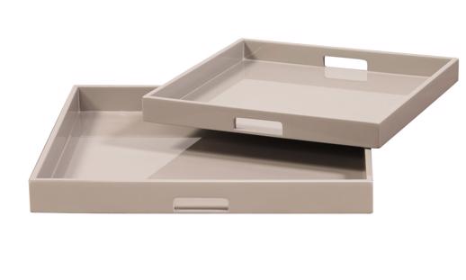  Accessories Accessories Taupe Lacquer Square Wood Tray Set