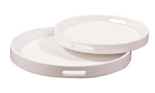  Accessories Accessories White Lacquer Round Wood Tray Set