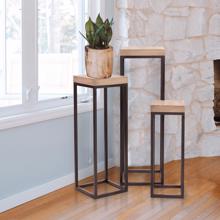 Wood & Metal Pedestals - Set of 3