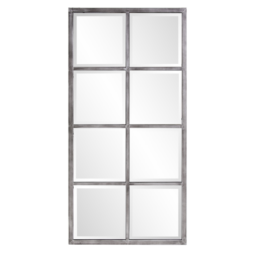  Industrial Industrial Atrium Silver Windowpane Mirror