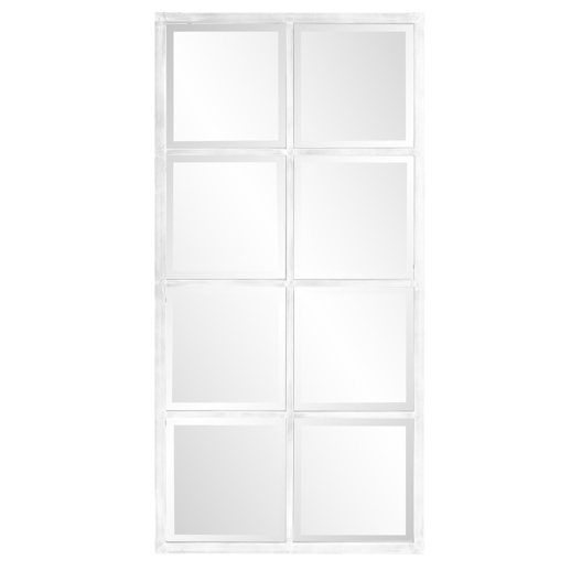  Mirrors Mirrors Atrium White Washed Windowpane Mirror