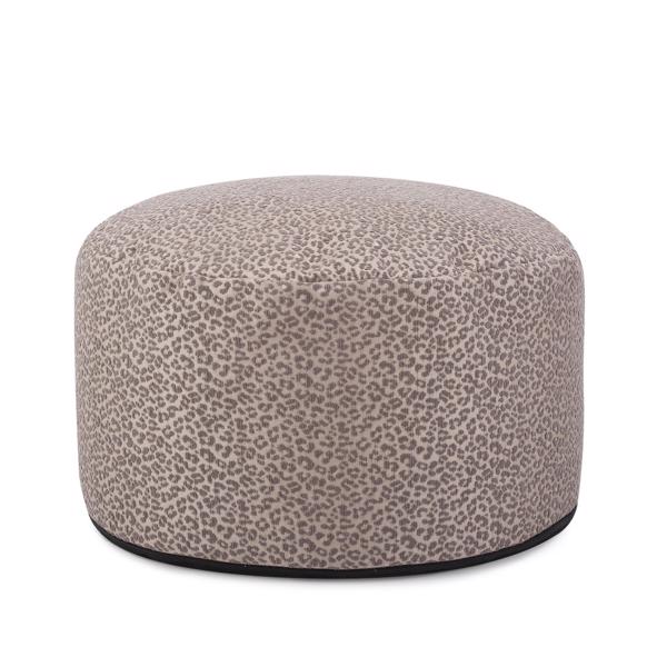 Vinyl Wall Covering Textiles Textiles Round Foot Pouf Lynx Taupe