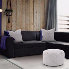 Round Foot Pouf Panama Stone