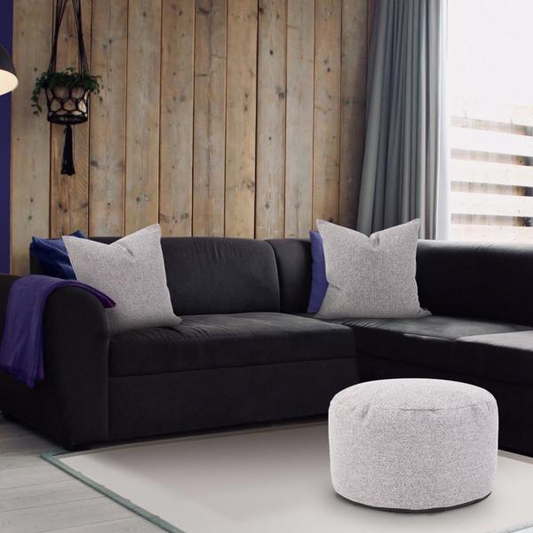 Vinyl Wall Covering Textiles Textiles Round Foot Pouf Panama Stone