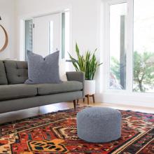 Round Foot Pouf Panama Indigo