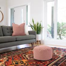 Round Foot Pouf Panama Rose