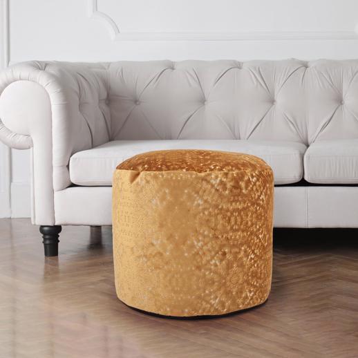  Textiles Textiles Round Tall Pouf Pisani Gold