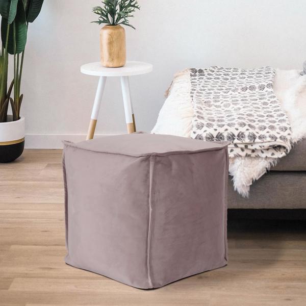 Vinyl Wall Covering Textiles Textiles Square Pouf Bella Ash