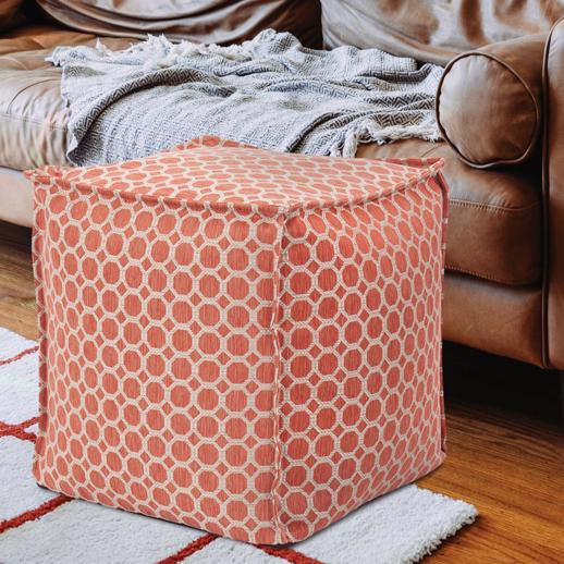  Textiles Textiles Square Pouf Pyth Coral