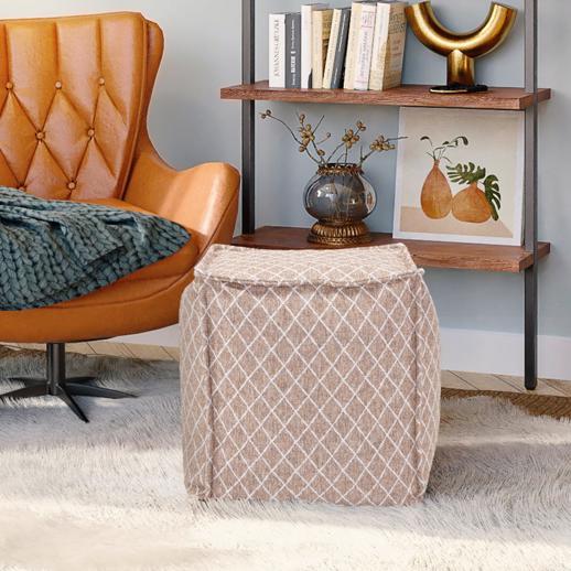  Textiles Textiles Square Pouf Grille Natural