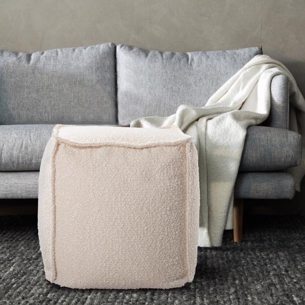 Vinyl Wall Covering Textiles Textiles Square  Pouf Barbet Natural