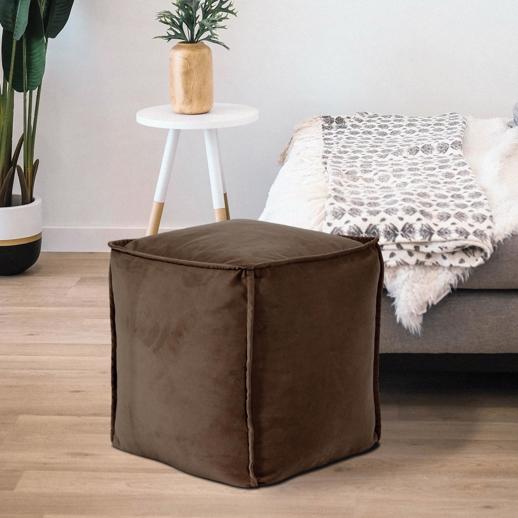  Textiles Textiles Square Pouf Bella Chocolate