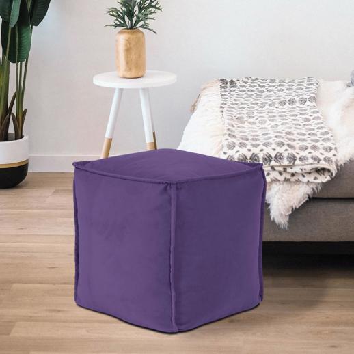  Textiles Textiles Square Pouf Bella Eggplant