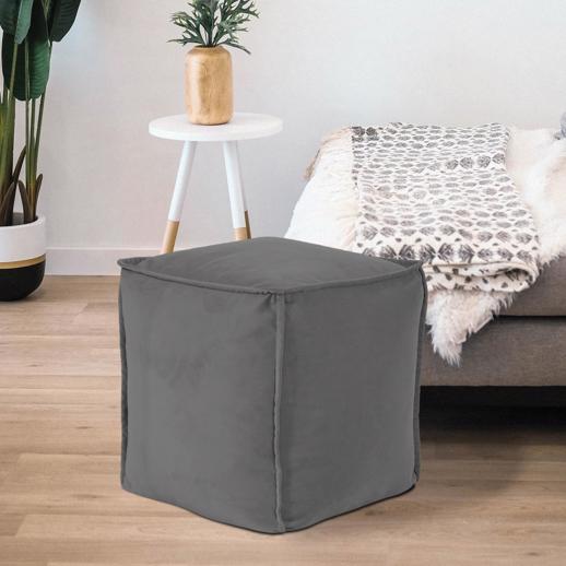  Textiles Textiles Square Pouf Bella Pewter