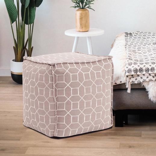  Textiles Textiles Square Pouf Trellis Slate