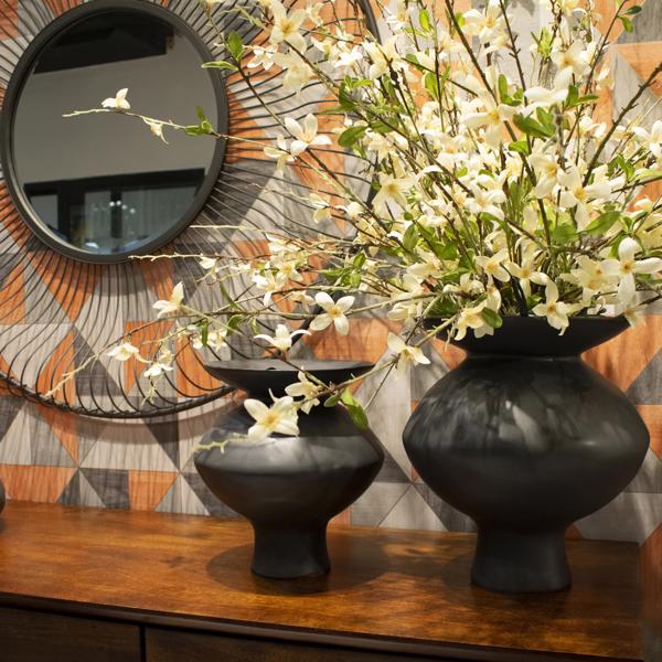 Vinyl Wall Covering Accessories Accessories Graphite Ceramic Flared Vase, Small