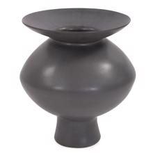 Graphite Ceramic Flared Vase, Medium