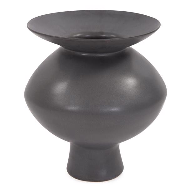 Vinyl Wall Covering Accessories Accessories Graphite Ceramic Flared Vase, Medium