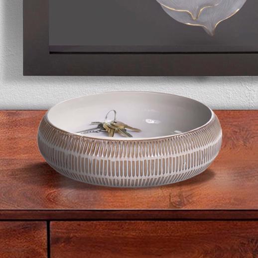  Accessories Accessories Caramel Cream Ridged Ceramic Bowl