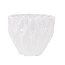 White Geometric Earnware Pot, Small
