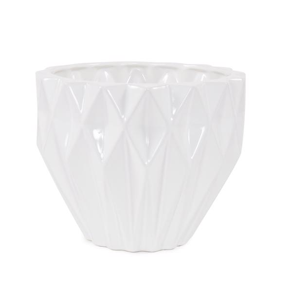 Vinyl Wall Covering Accessories Accessories White Geometric Earnware Pot, Small