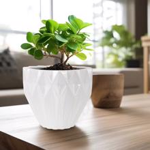 White Geometric Earnware Pot, Large