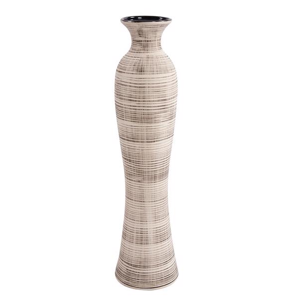 Vinyl Wall Covering Accessories Accessories Tall Ceramic Neutral Striped Vase