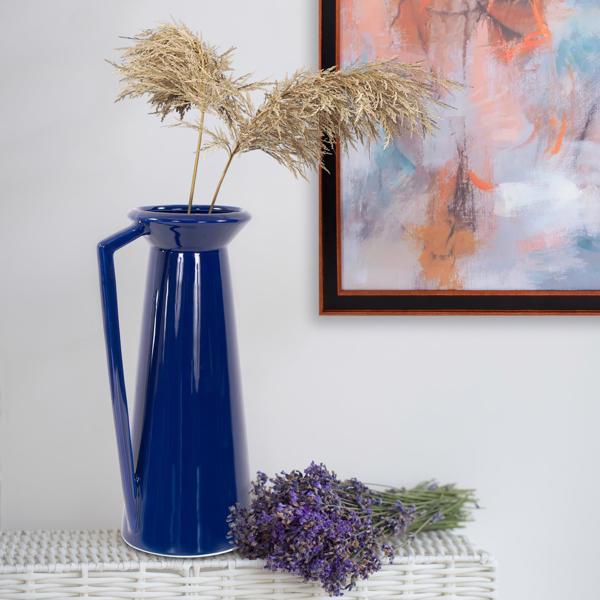 Vinyl Wall Covering Accessories Accessories Bella Sapphire Blue Short Ceramic Pitcher