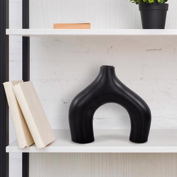 Vinyl Wall Covering Accessories Accessories Beltram Black Modern Styled Ceramic Footed Vase