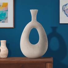 Textured Blanton Taupe Flared Vase