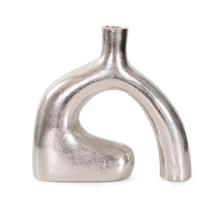Shirin- Polished Silver Reverse Vase in Cast Aluminum- Short