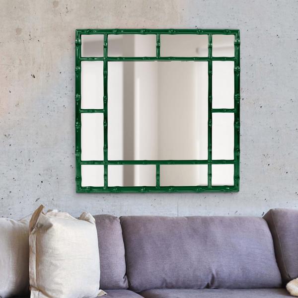 Vinyl Wall Covering Mirrors Mirrors Bamboo Mirror - Glossy Hunter Green