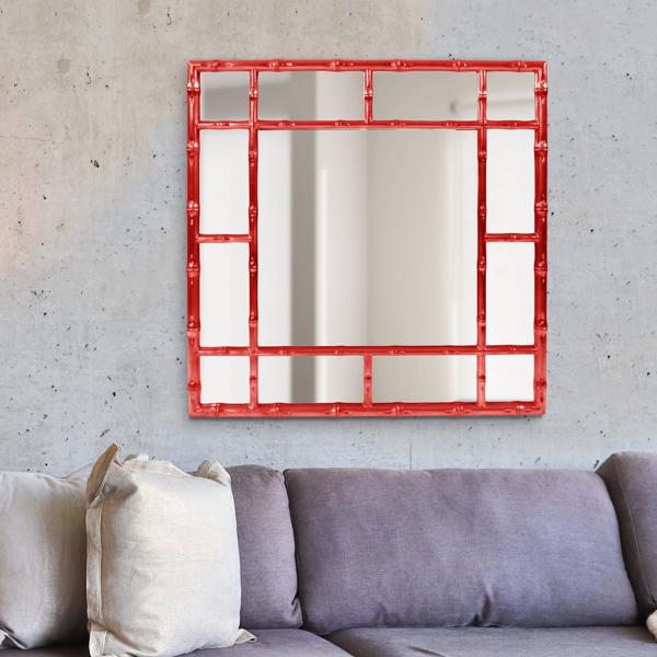 Vinyl Wall Covering Mirrors Mirrors Bamboo Mirror - Glossy Red
